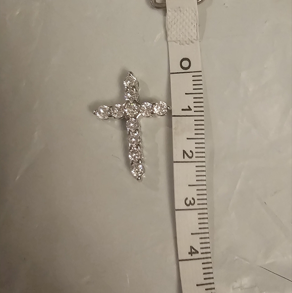 Sterling silver diamond cross necklace - Picture 3 of 6